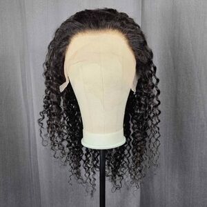 13x6 Lace Front Deep Curl Pre-plucked Hairline Natural Black Human Hair 24 Inch